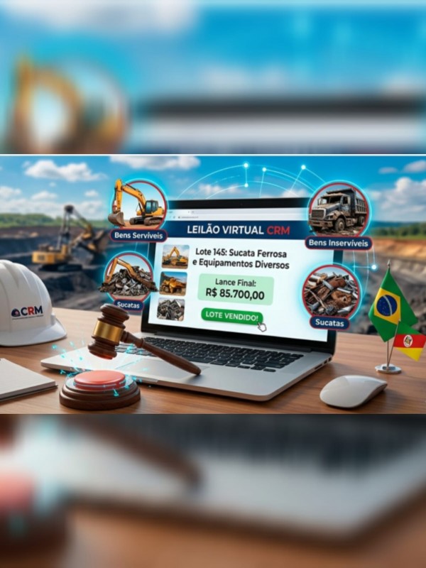 Foto de IA mostrando a tela do computador que est&aacute; tendo um leil&atilde;o online, alguns itens na mesa como bandeira, tela de computador